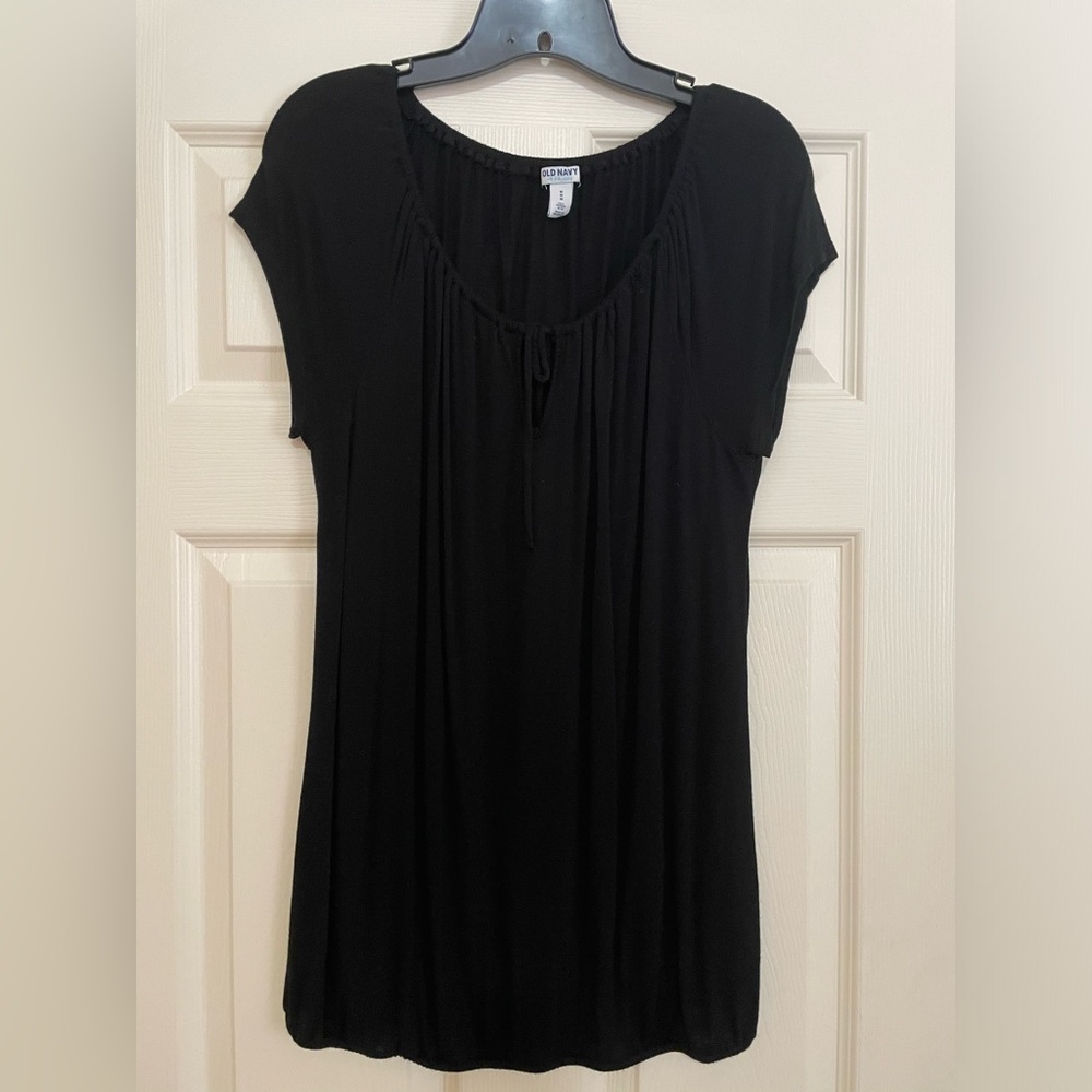 Old Navy Black Boho Blouse Black Jack Size M Tall